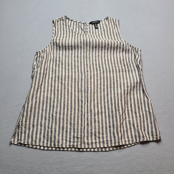 Ellen Tracy Tops - Ellen Tracy Tank Top Women Large Blue Striped Excellent Linen Sleeveless Shell